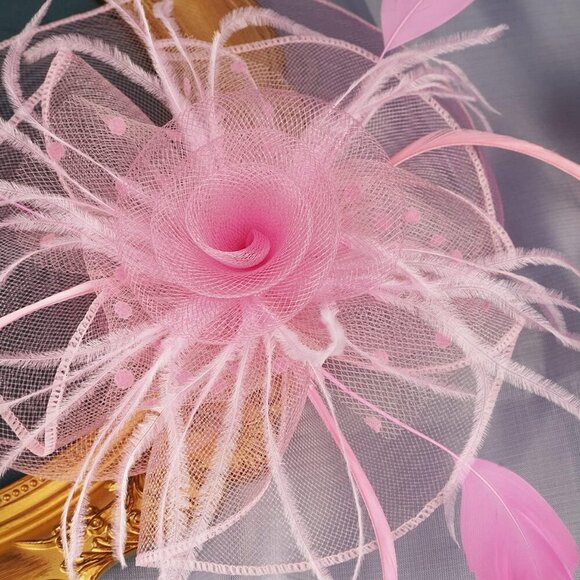 Fascinators for Women Feather Mesh Veil Bridal Wedding Tea Cocktail Hat - Picture 6 of 7